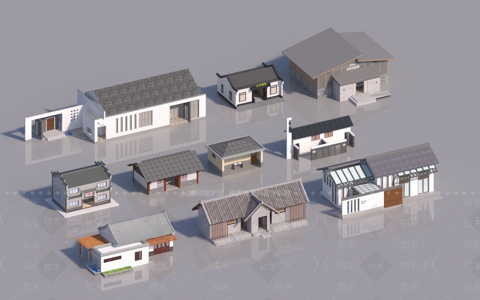 新中式公厕3D模型下载【ID:1180126813】