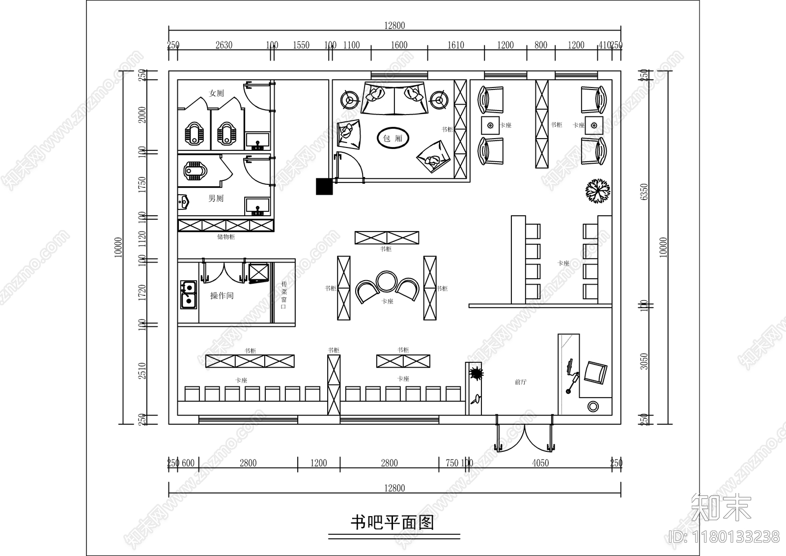 现代极简图书馆施工图下载【ID:1180133238】