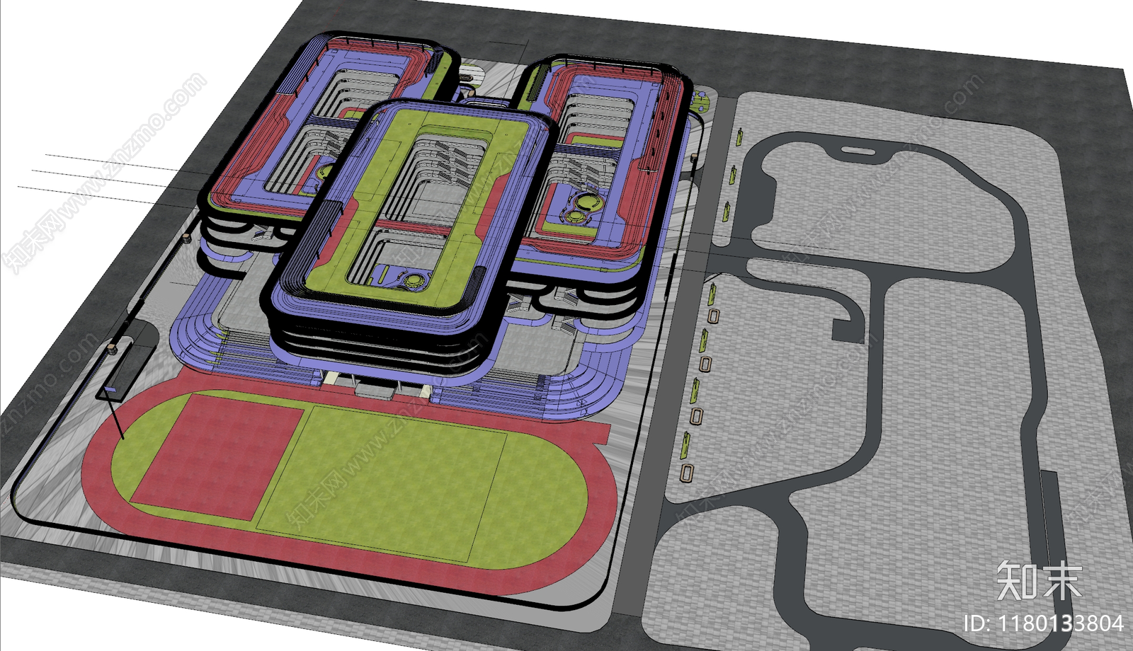 现代学校建筑SU模型下载【ID:1180133804】