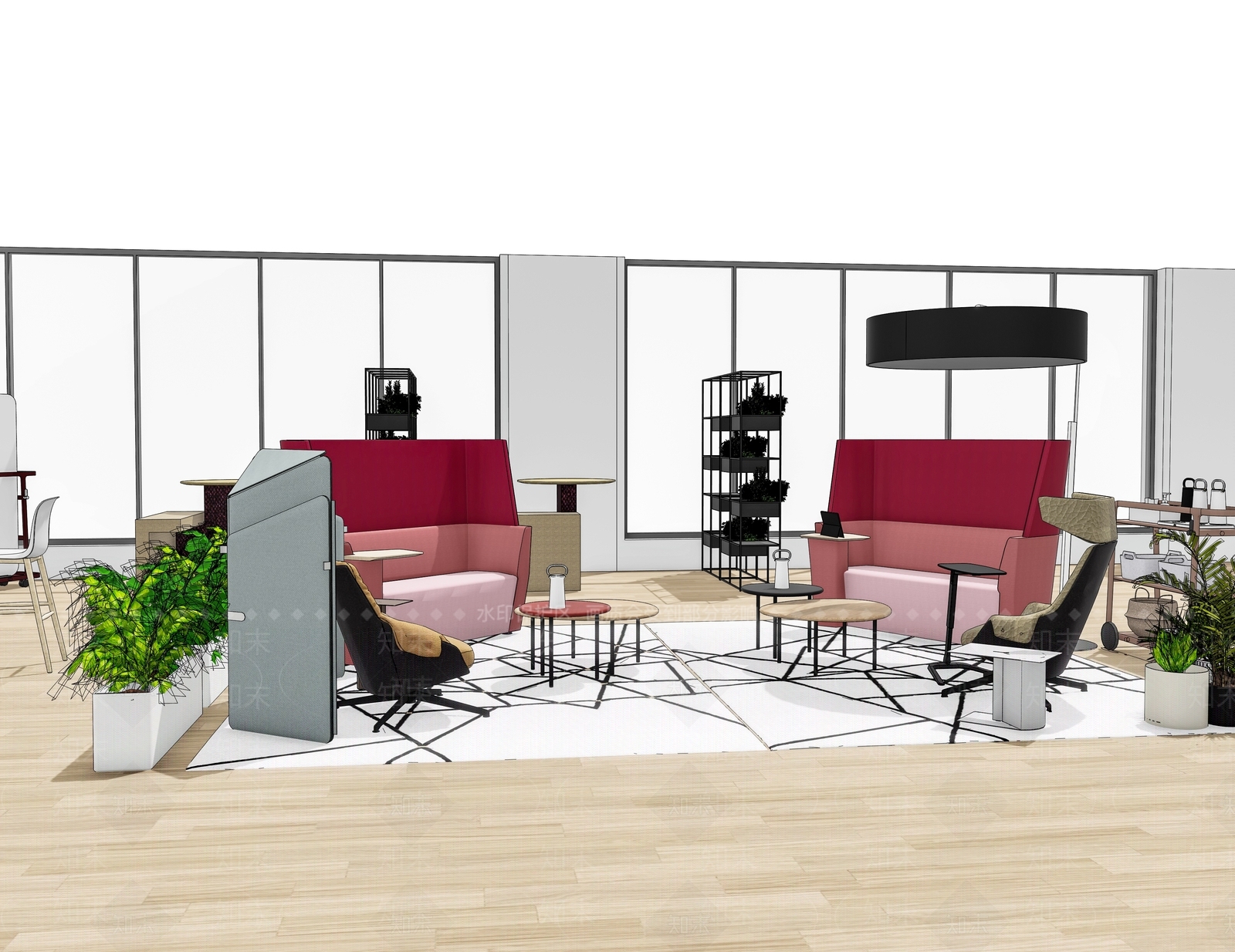 现代简约办公室SU模型下载【ID:1180138462】