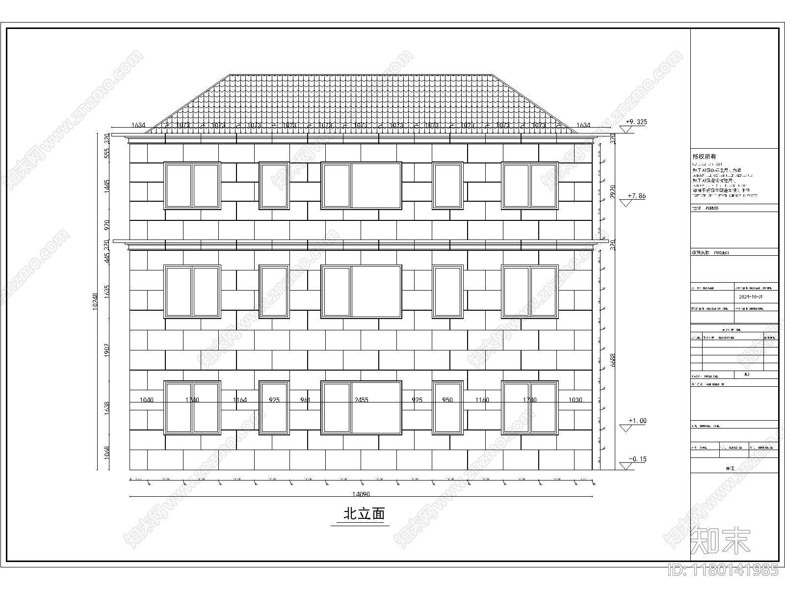 新中式别墅建筑施工图下载【ID:1180141985】