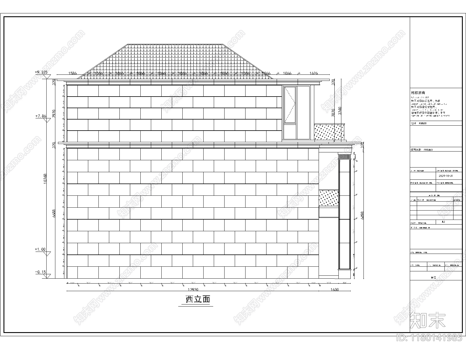 新中式别墅建筑施工图下载【ID:1180141985】