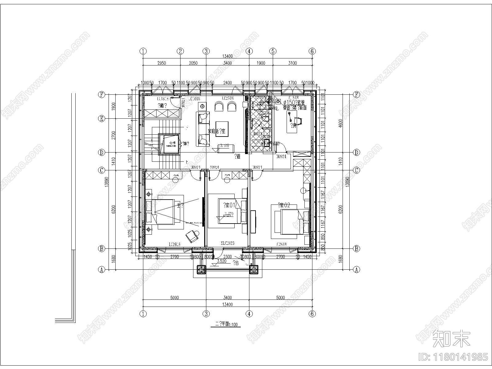 新中式别墅建筑施工图下载【ID:1180141985】