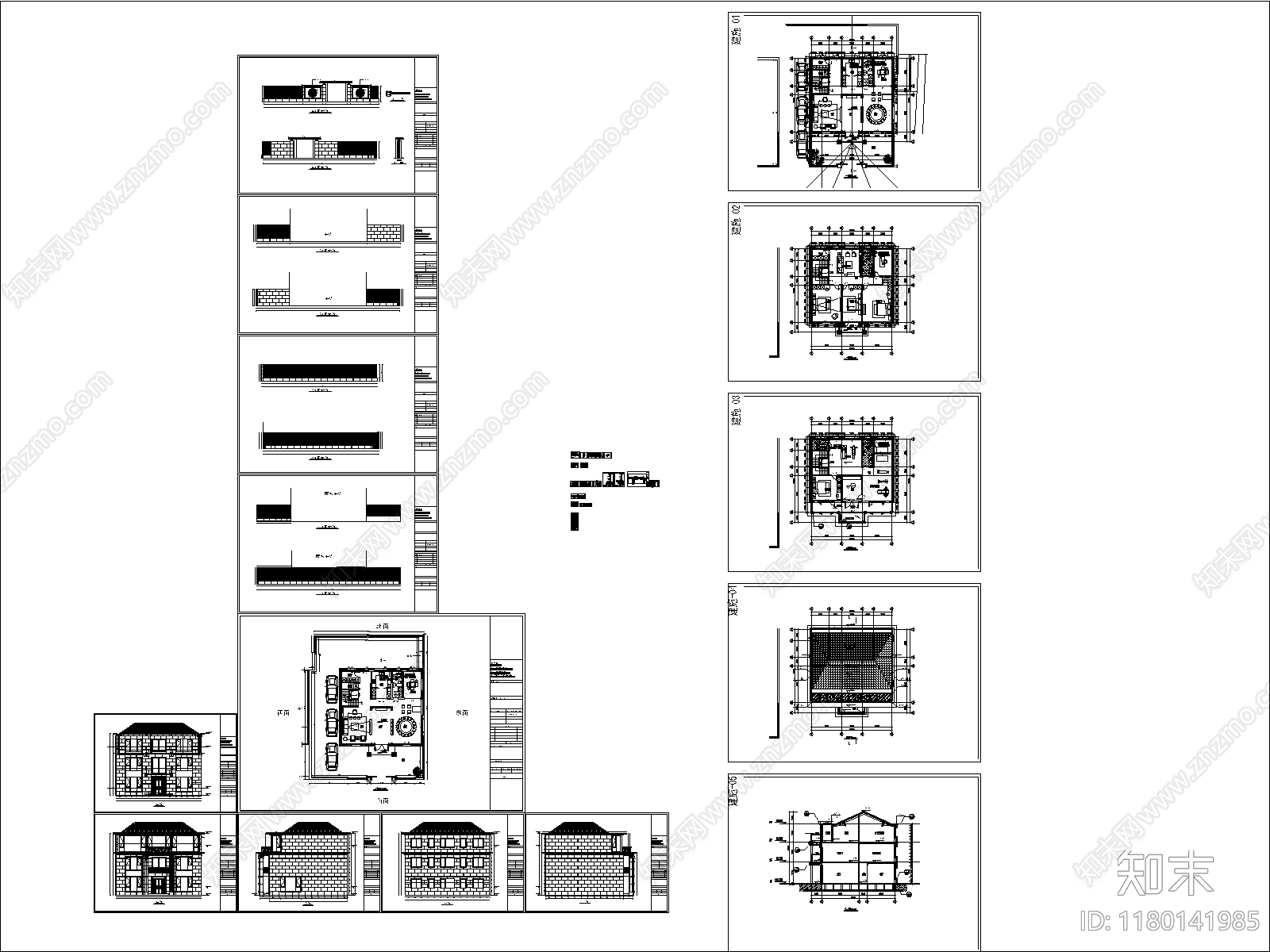 新中式别墅建筑施工图下载【ID:1180141985】