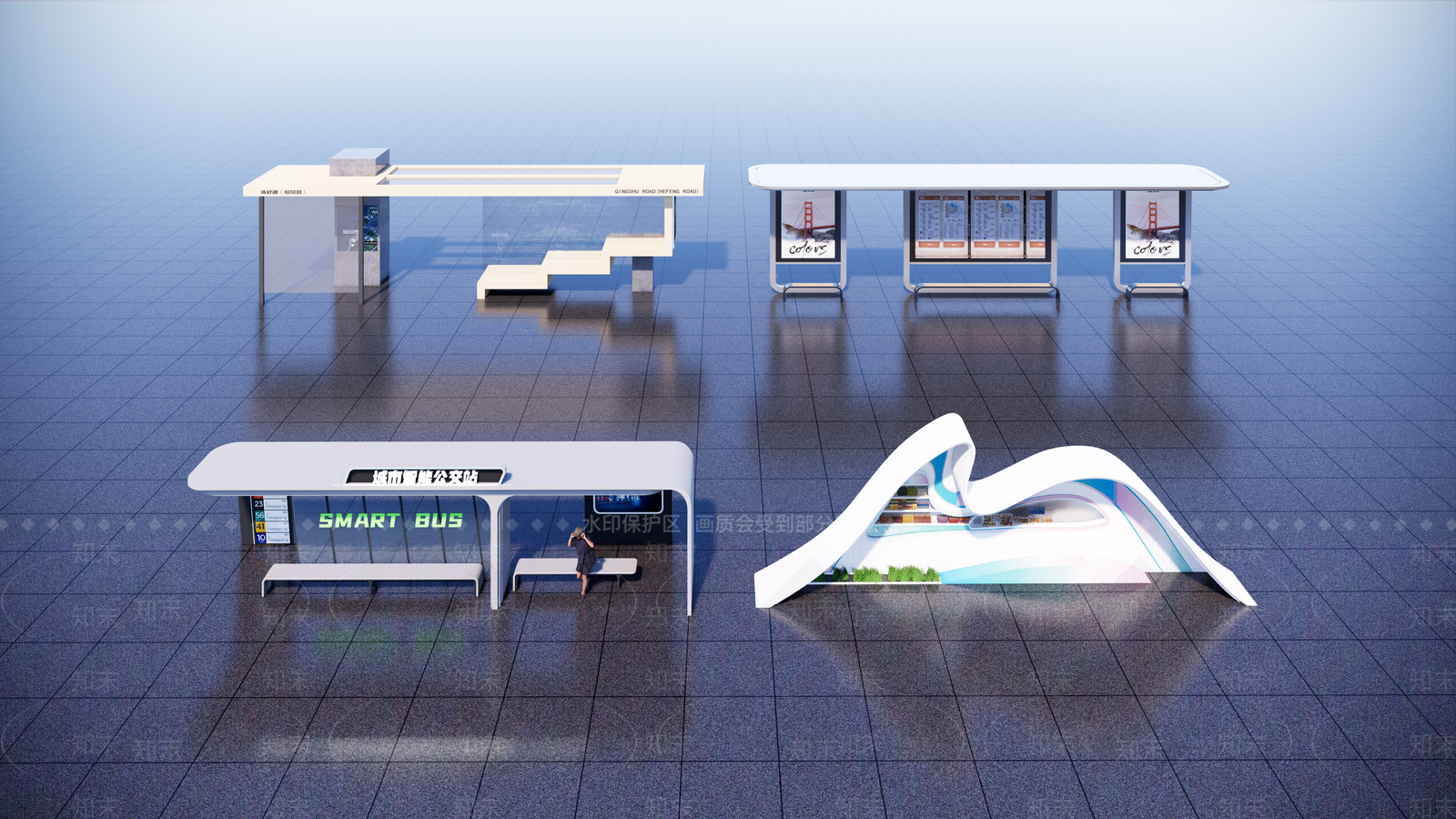 现代公交站台SU模型下载【ID:1180143264】