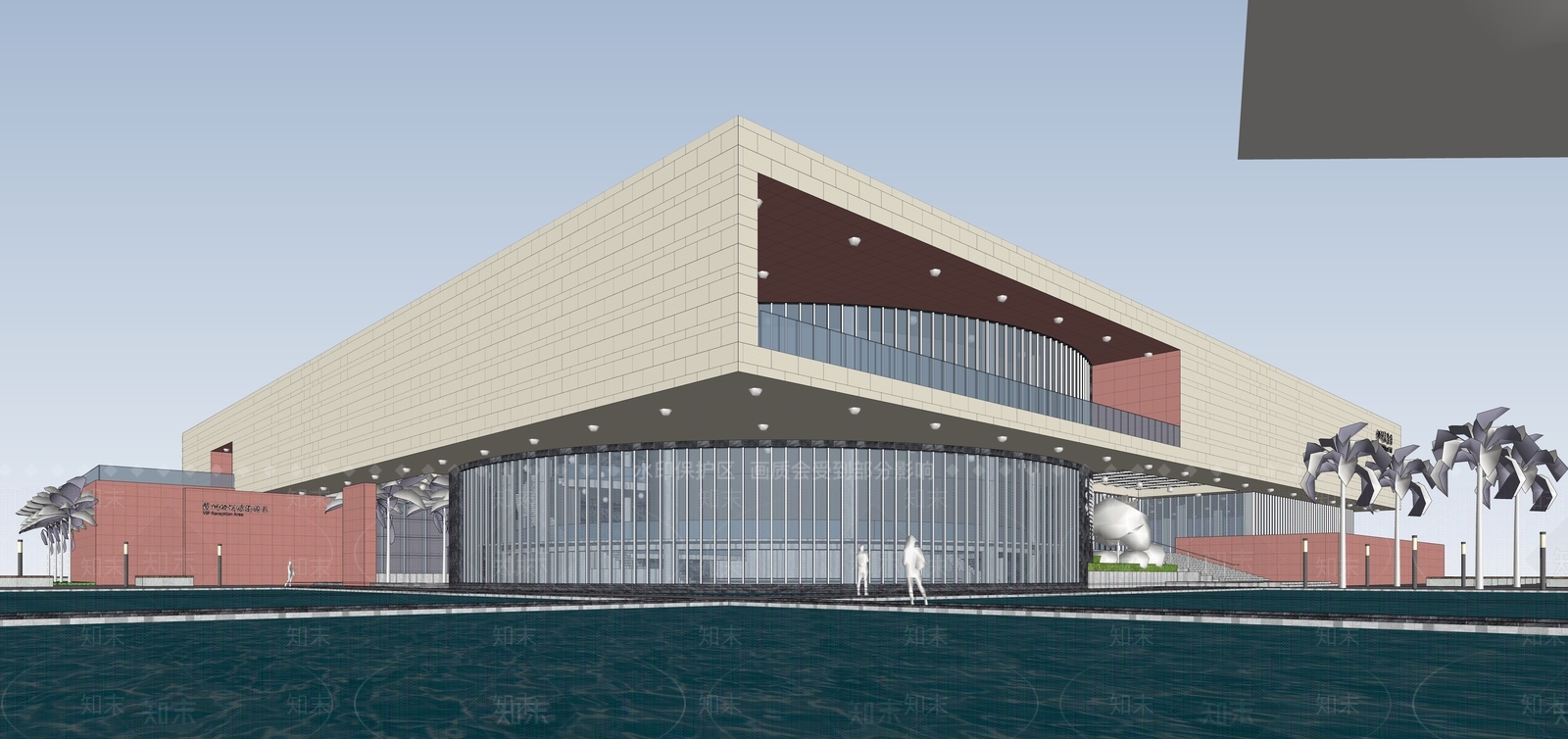现代展览馆建筑SU模型下载【ID:1180142956】