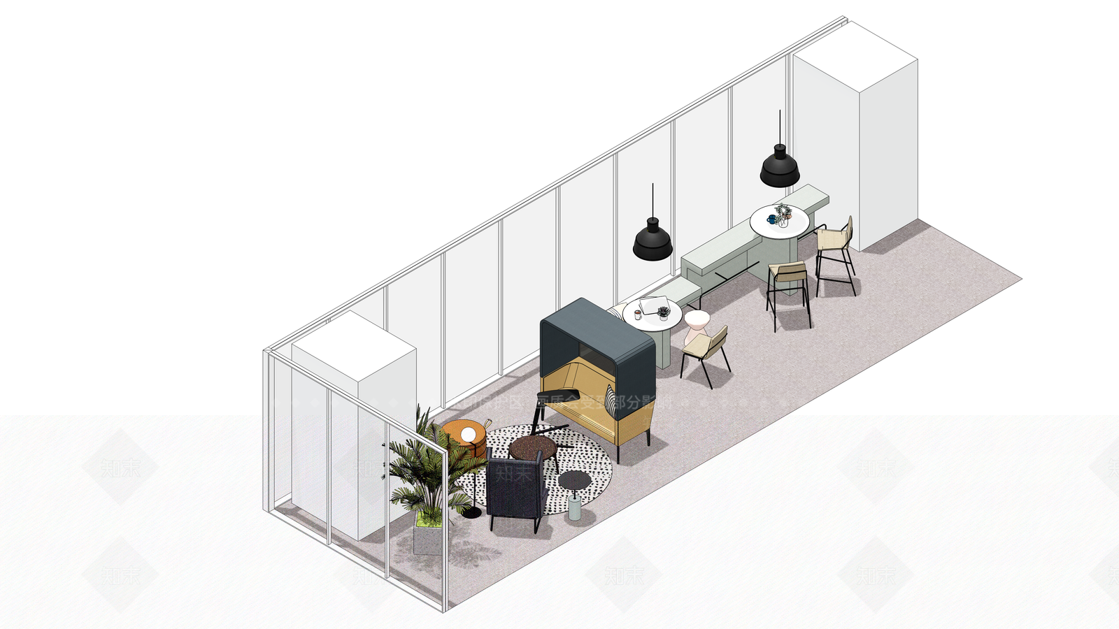 现代简约办公室SU模型下载【ID:1180144052】