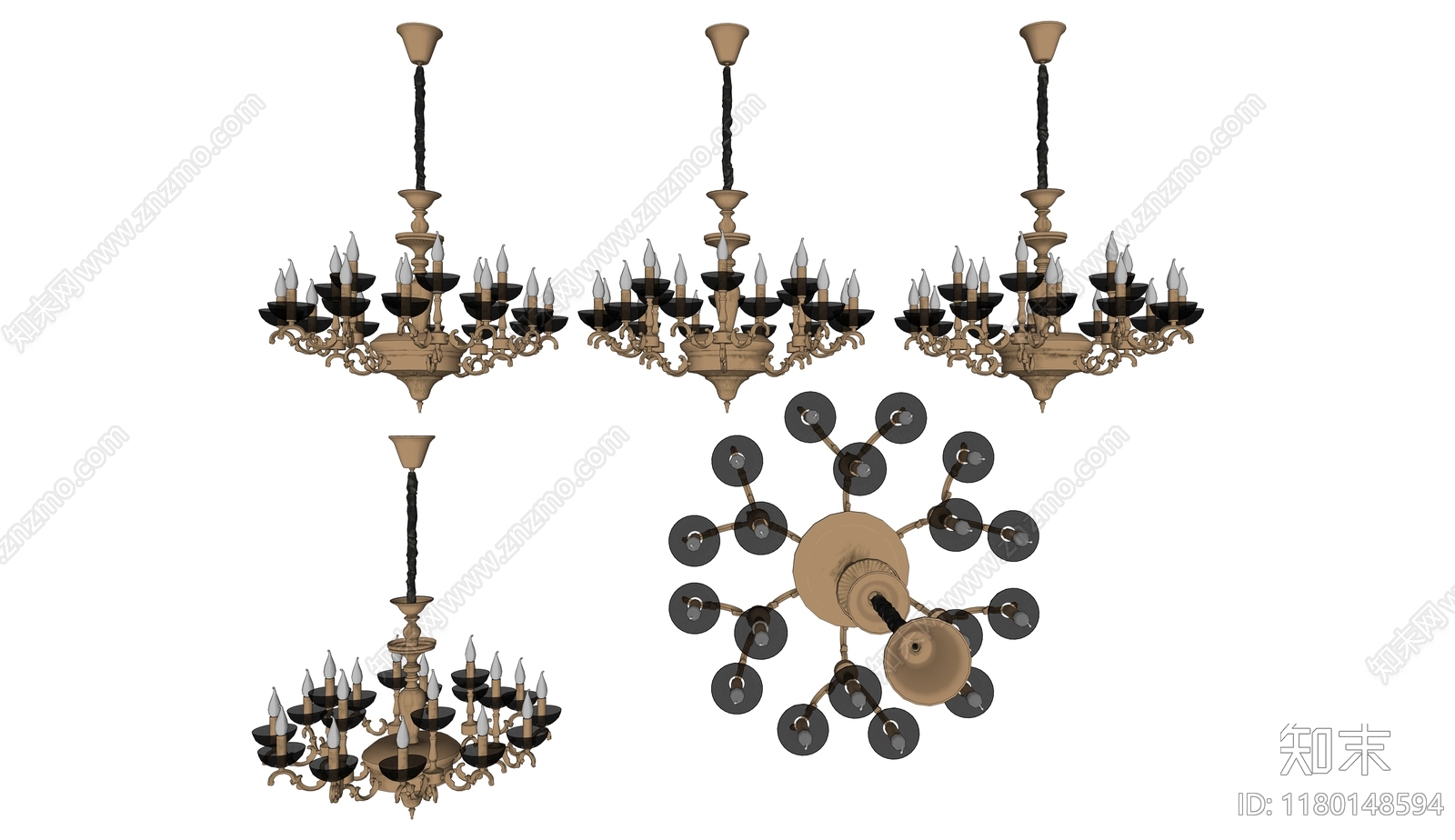 复古吊灯SU模型下载【ID:1180148594】