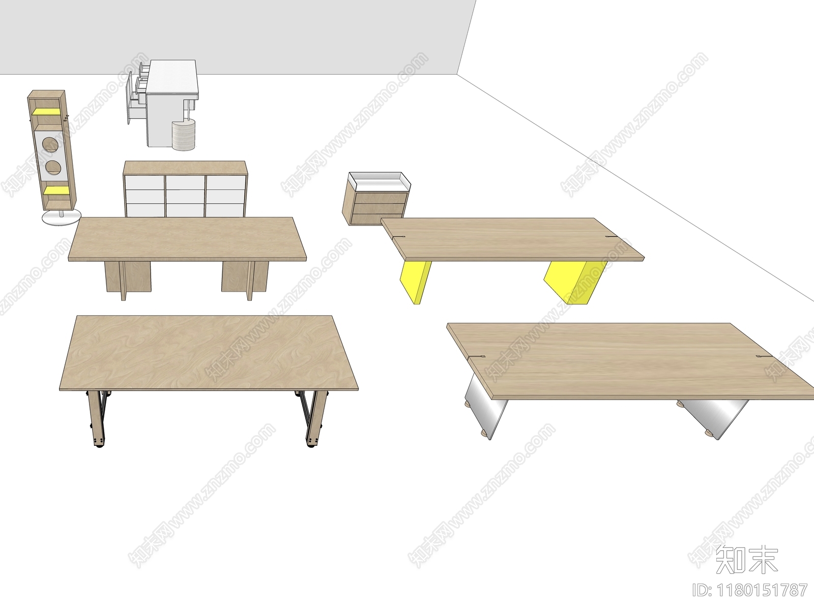 现代极简书桌SU模型下载【ID:1180151787】