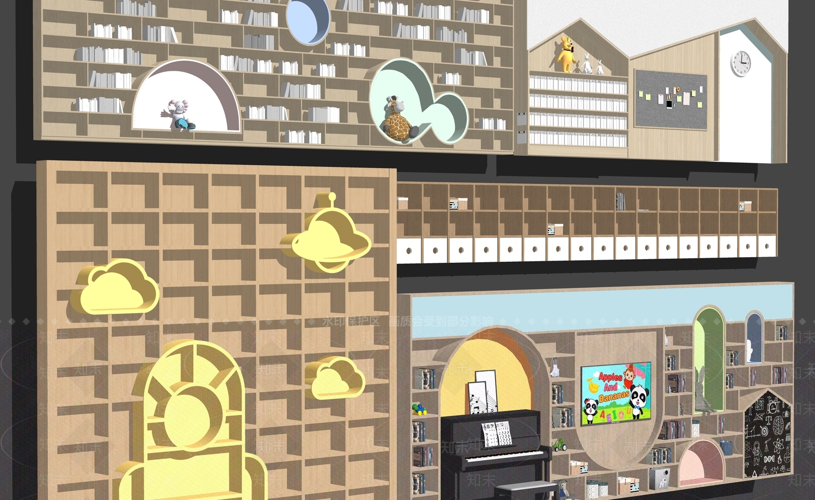 现代原木幼儿园SU模型下载【ID:1180155075】