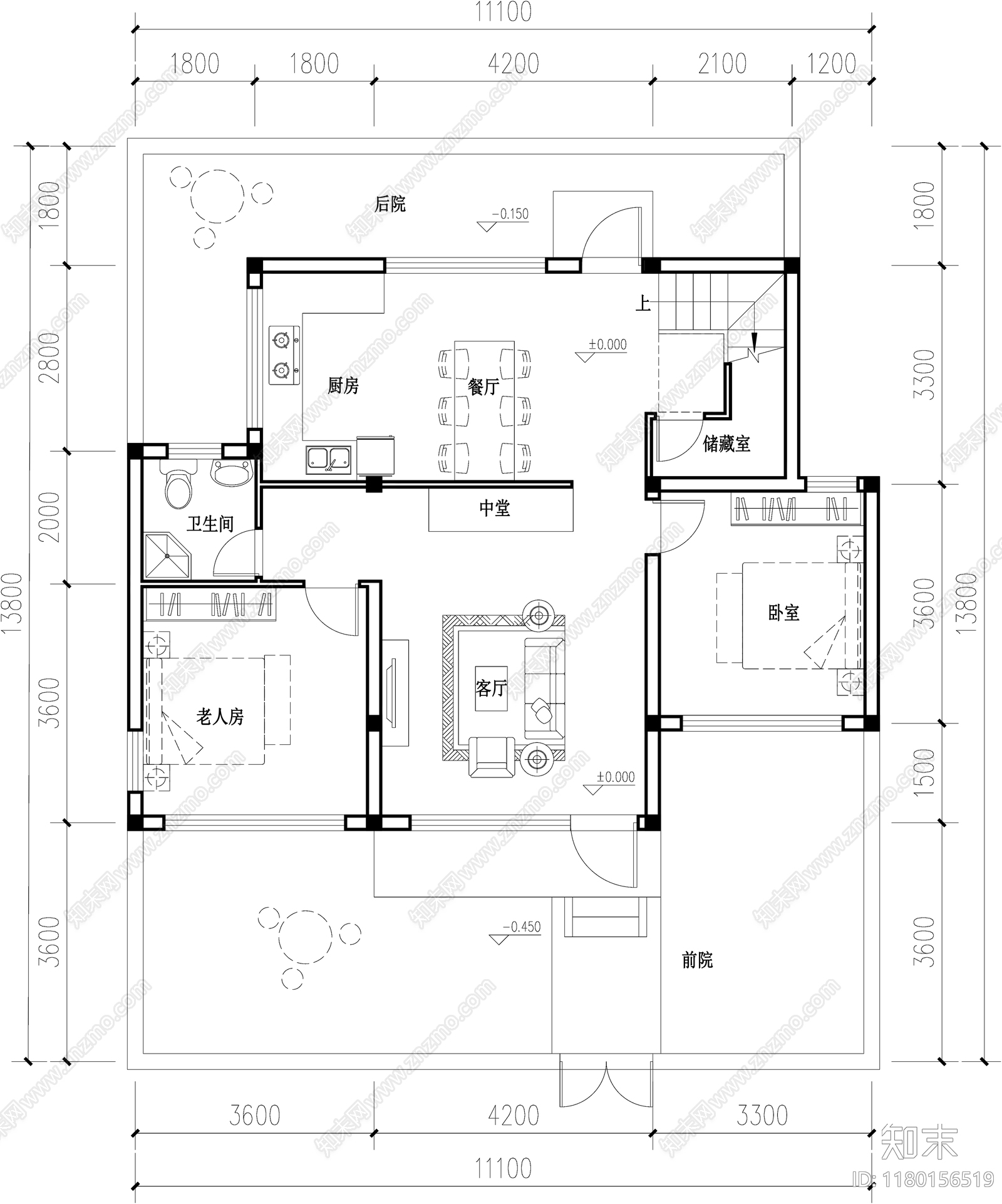 现代新中式别墅建筑施工图下载【ID:1180156519】