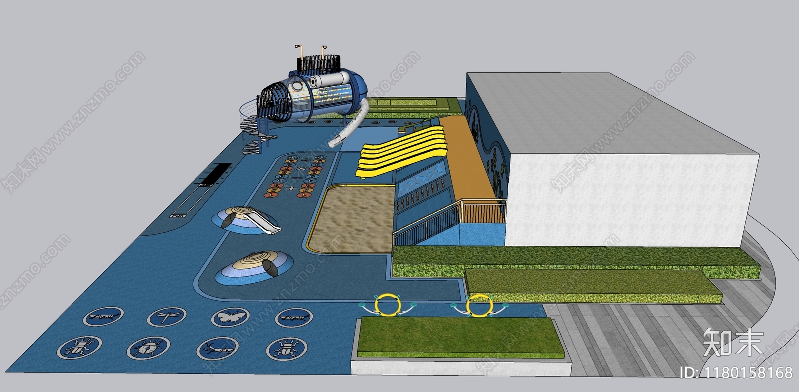 现代儿童游乐区SU模型下载【ID:1180158168】