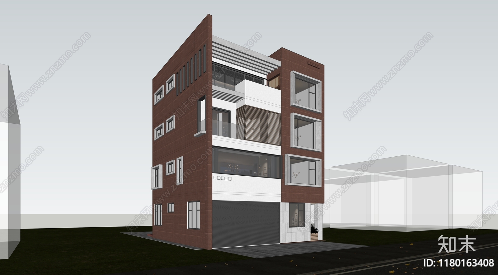 现代别墅SU模型下载【ID:1180163408】