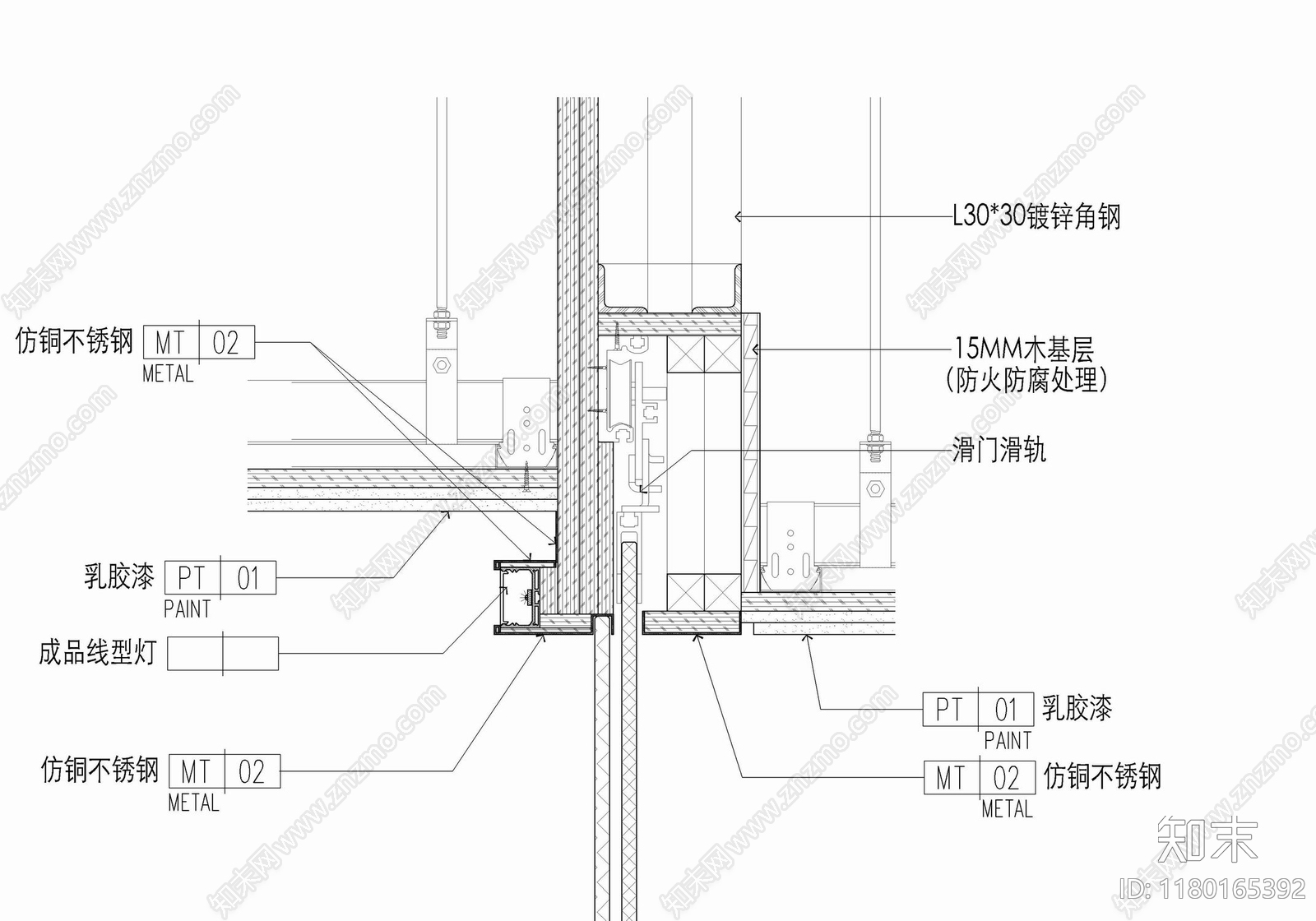 现代墙面节点cad施工图下载【ID:1180165392】