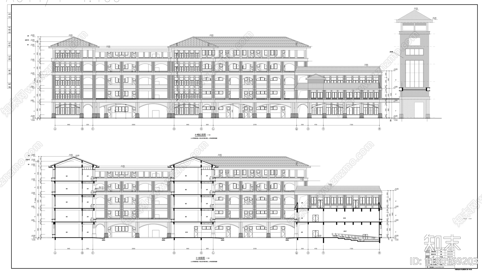 现代学校建筑cad施工图下载【ID:1180169203】