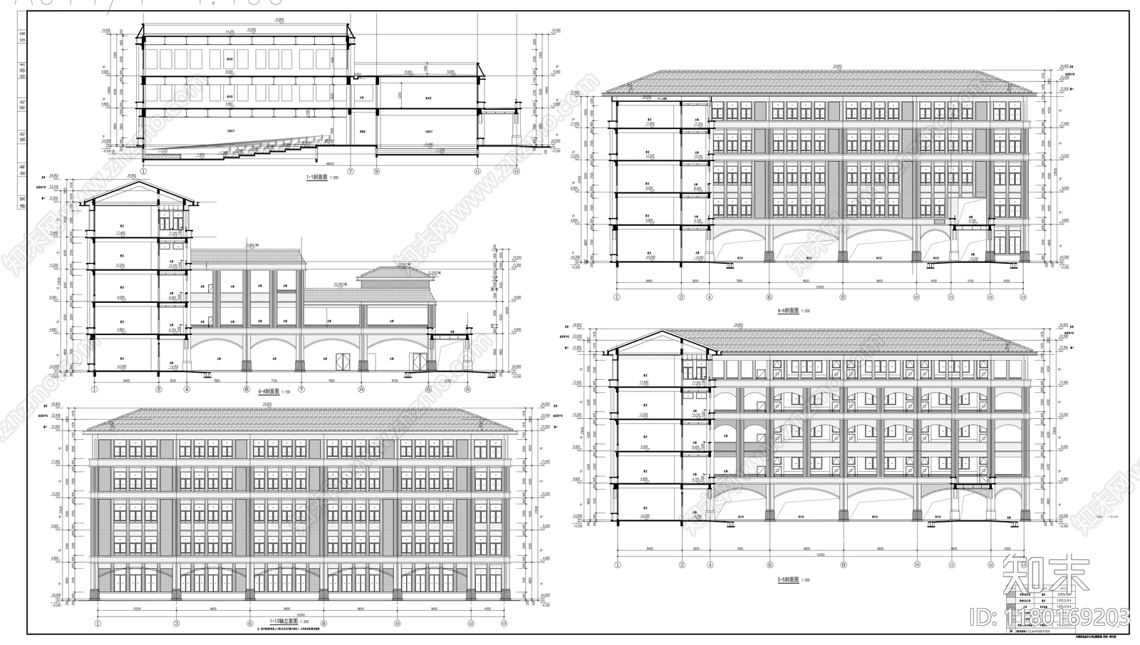 现代学校建筑cad施工图下载【ID:1180169203】