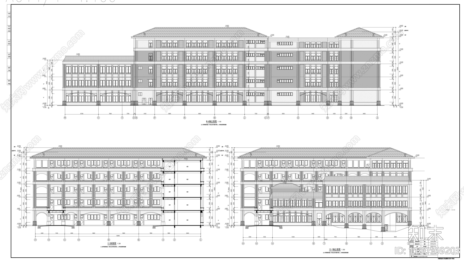 现代学校建筑cad施工图下载【ID:1180169203】