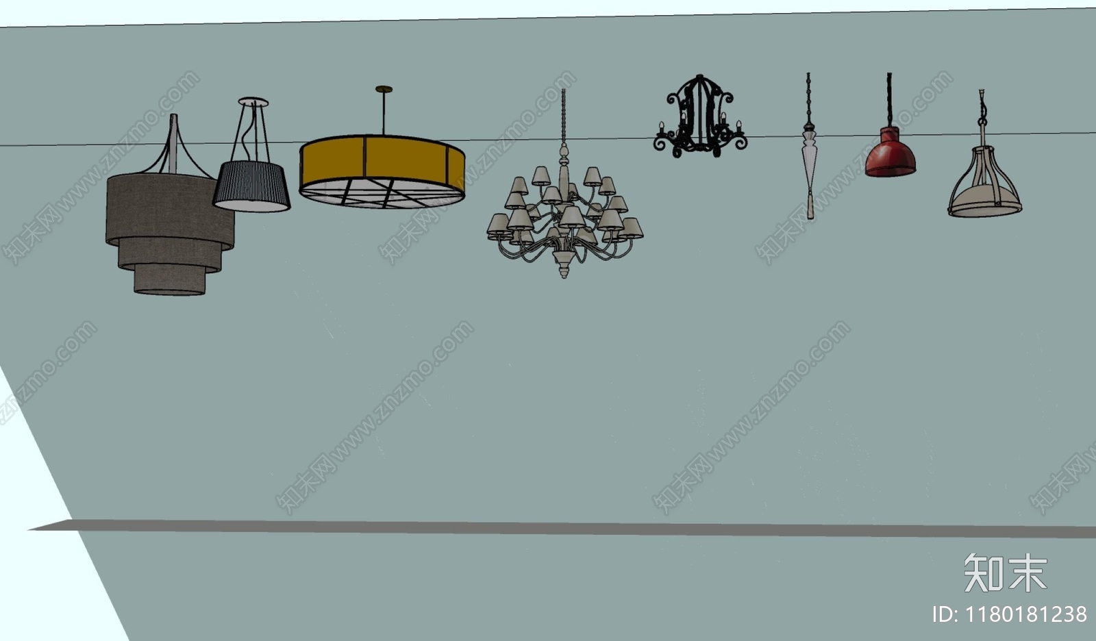现代吊灯SU模型下载【ID:1180181238】
