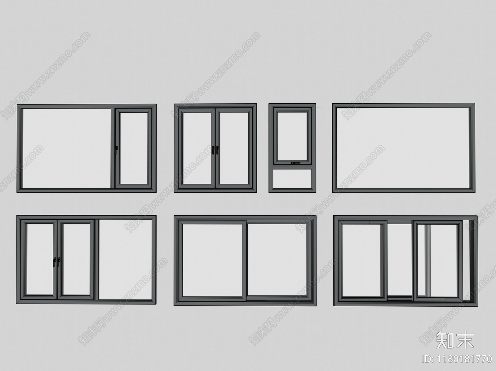 现代窗户组合SU模型下载【ID:1180181770】