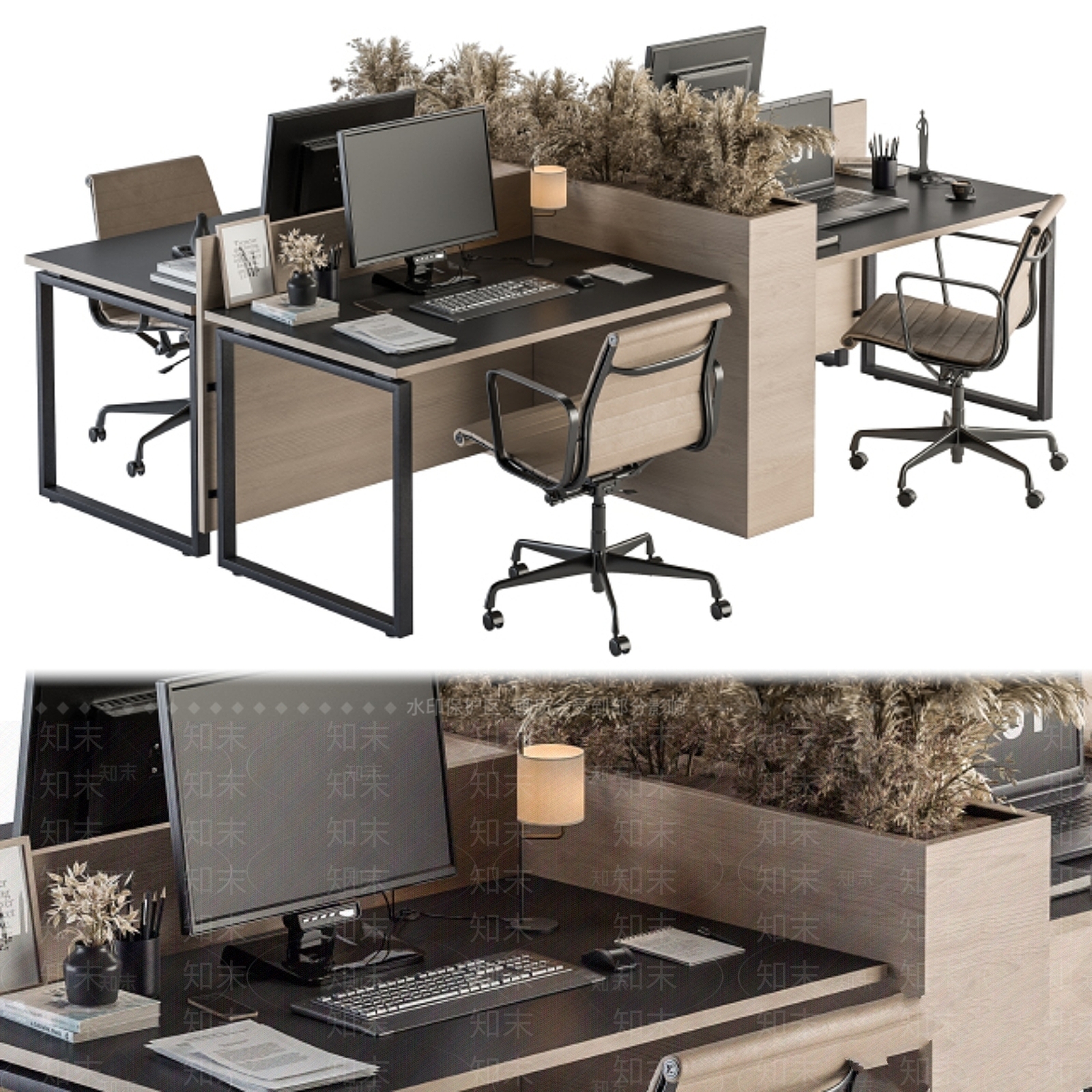 办公桌椅3D模型下载【ID:1180182719】