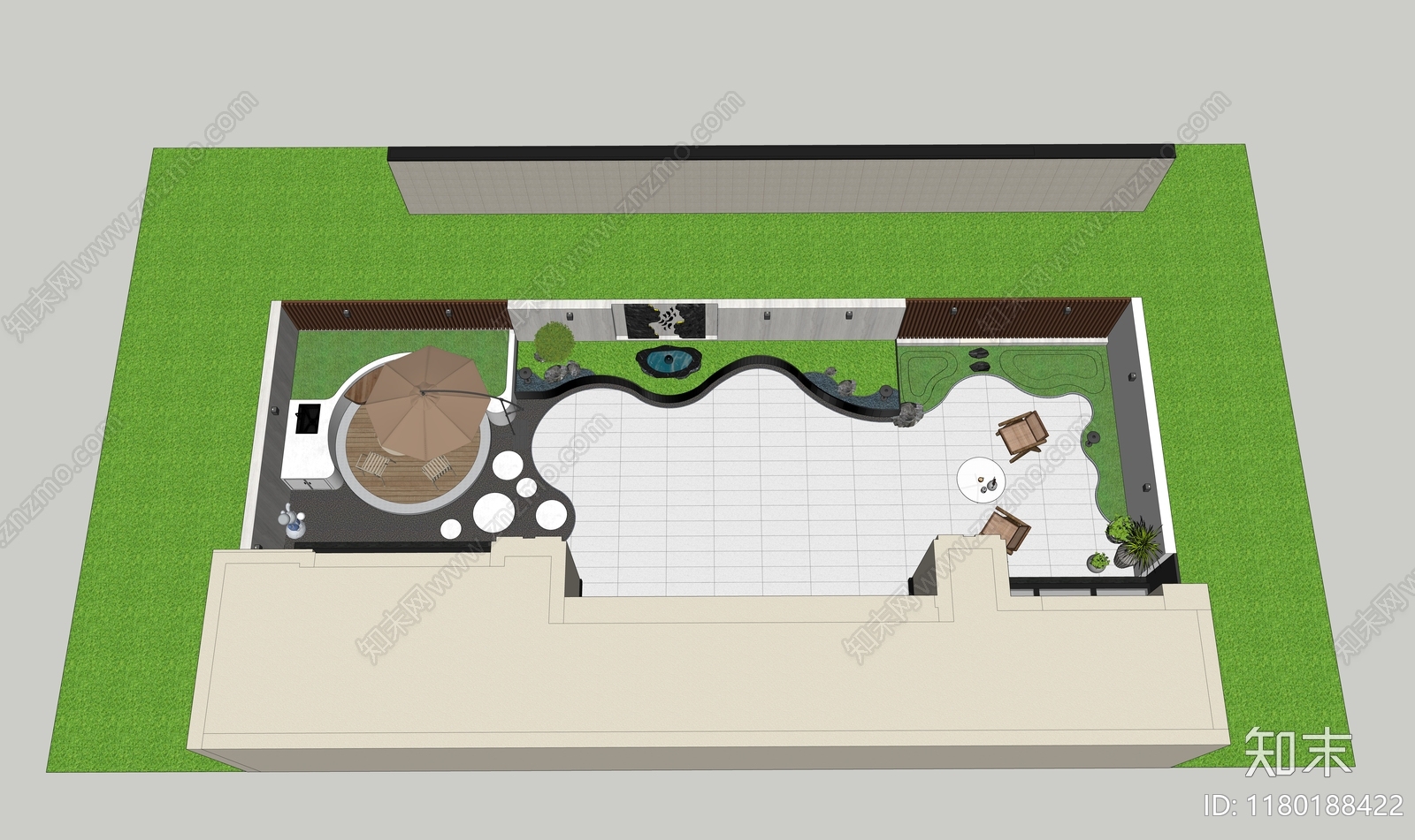 现代别墅庭院SU模型下载【ID:1180188422】