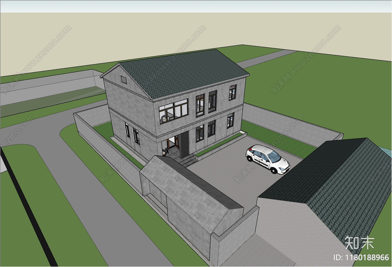 现代乡村民房SU模型下载【ID:1180188966】
