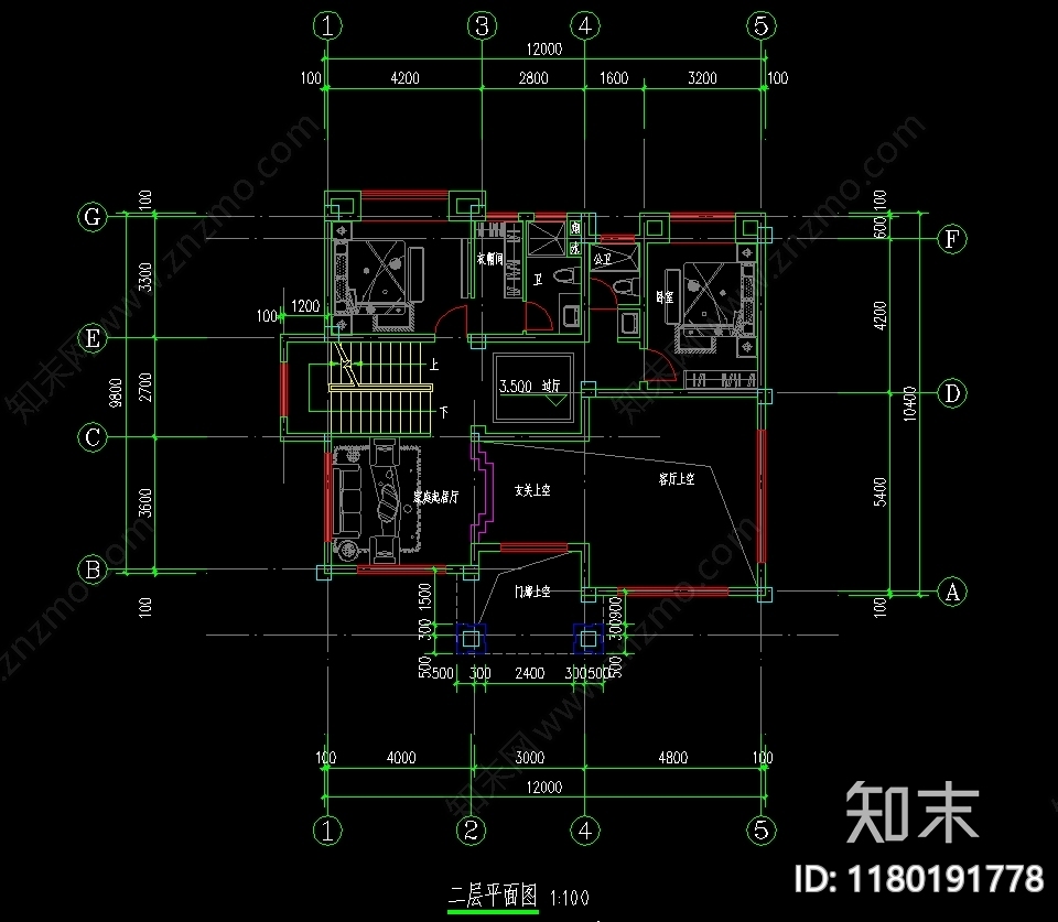 别墅建筑cad施工图下载【ID:1180191778】