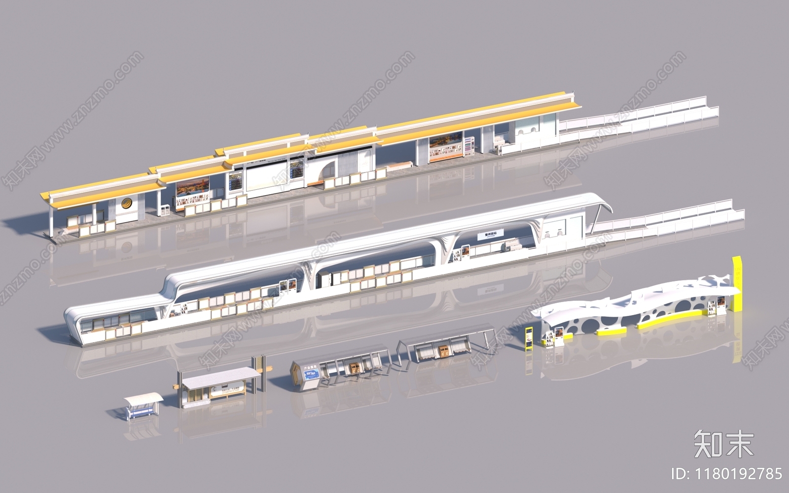 现代公交站台SU模型下载【ID:1180192785】