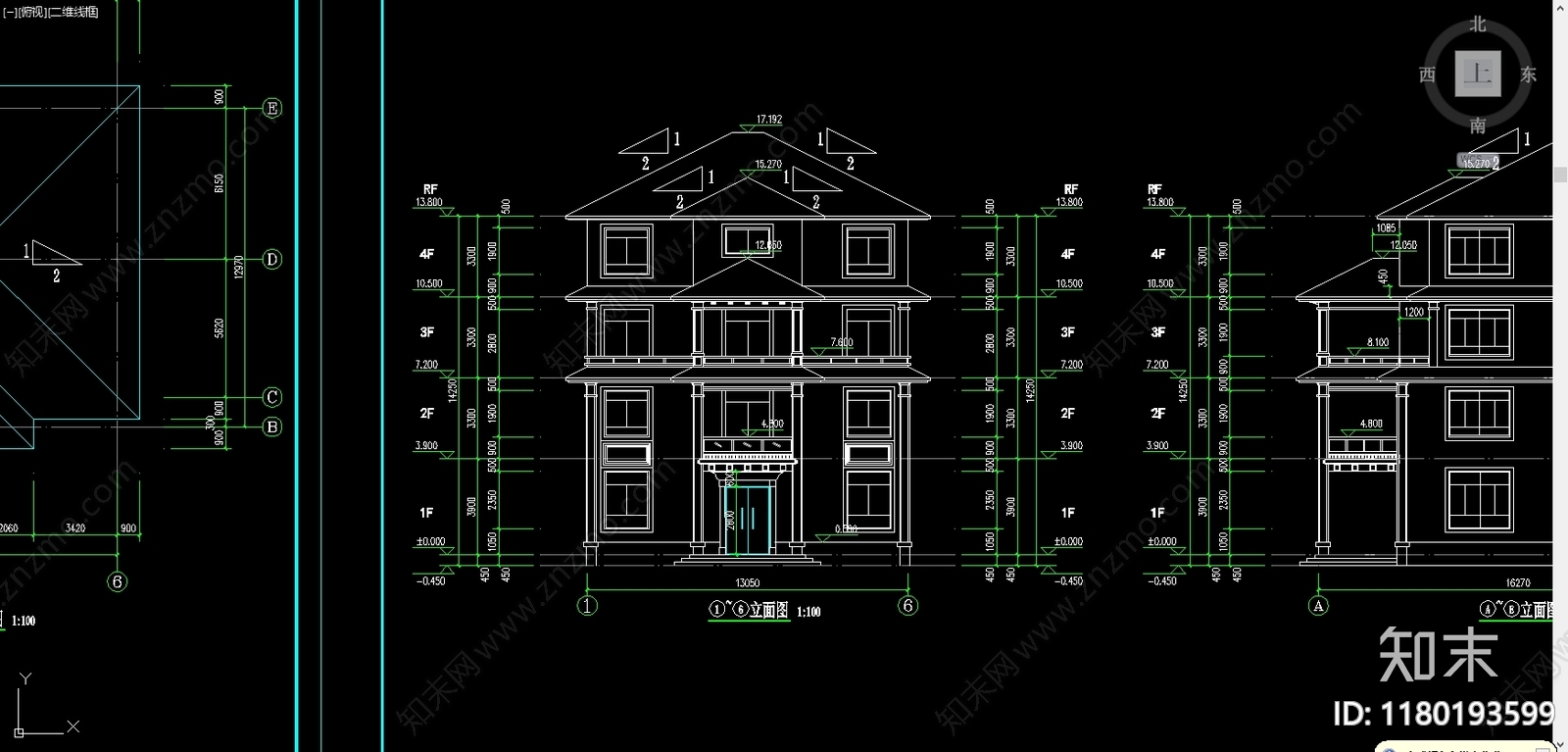 别墅建筑cad施工图下载【ID:1180193599】