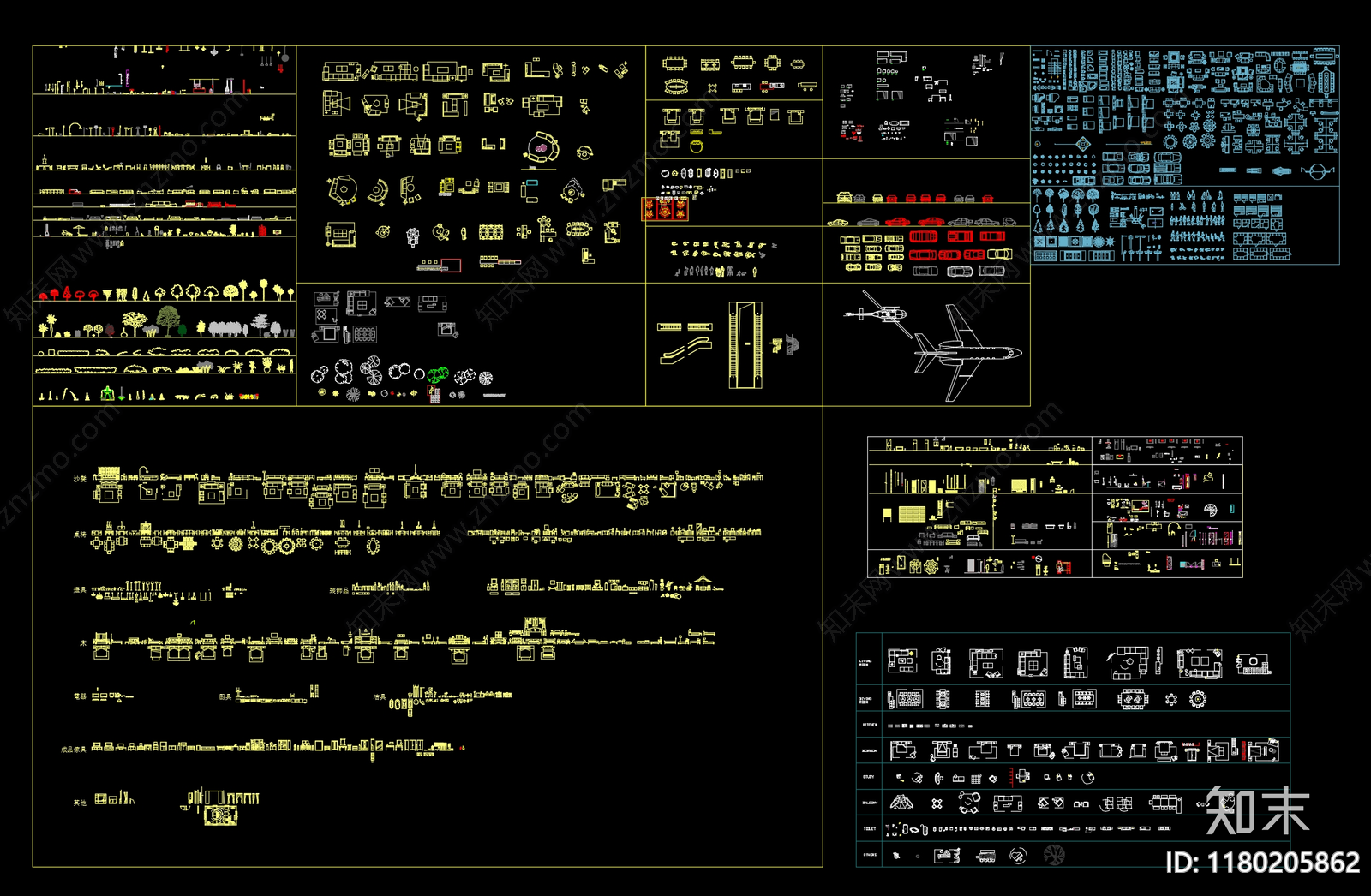 综合家具图库cad施工图下载【ID:1180205862】