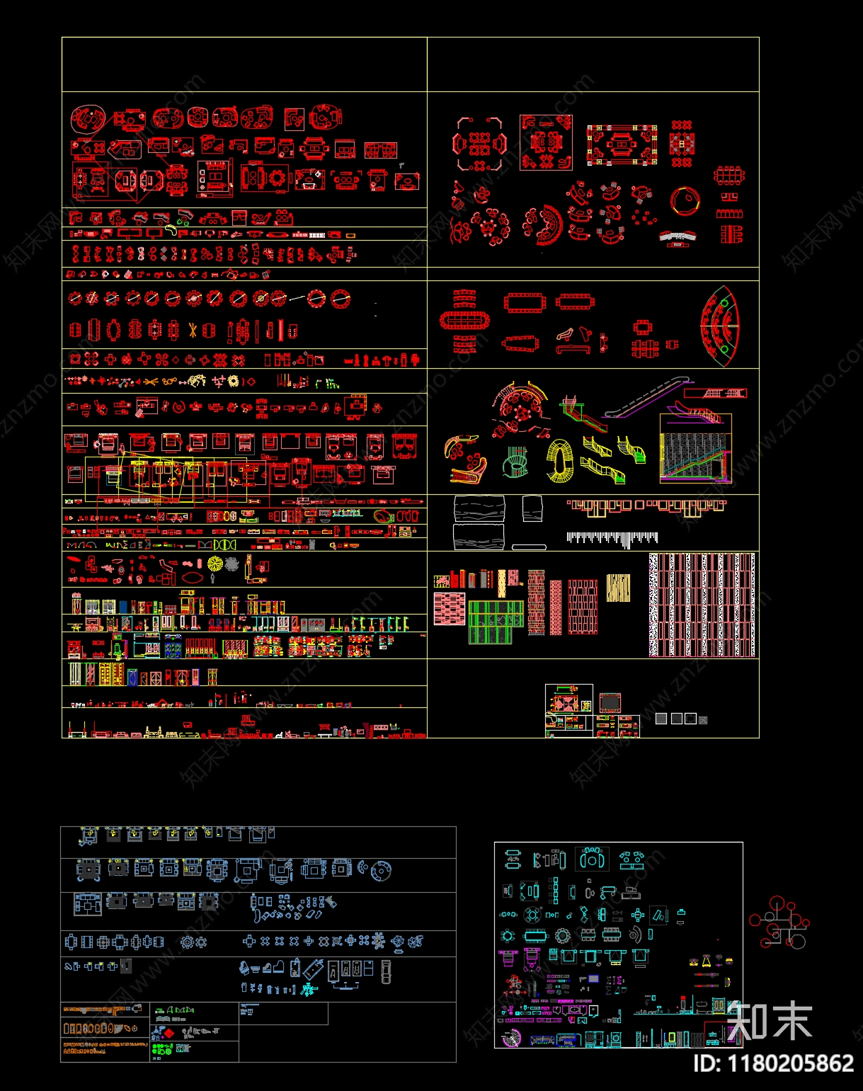 综合家具图库cad施工图下载【ID:1180205862】