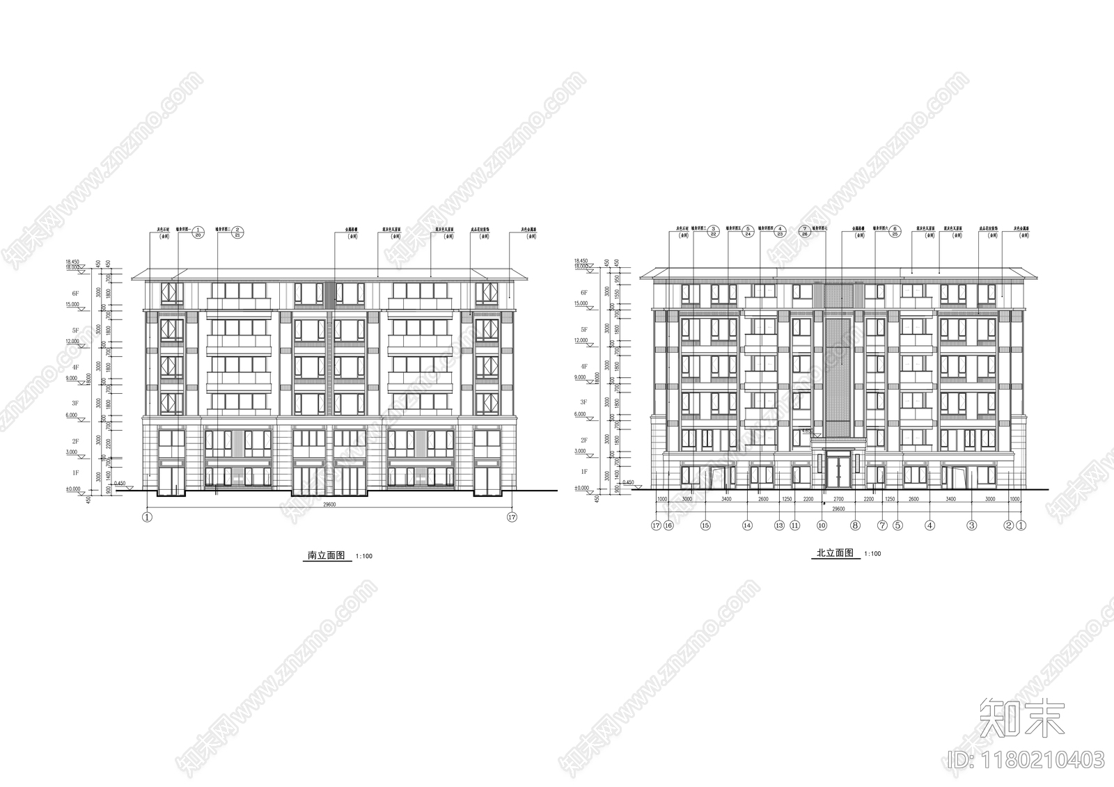 现代住宅楼建筑cad施工图下载【ID:1180210403】