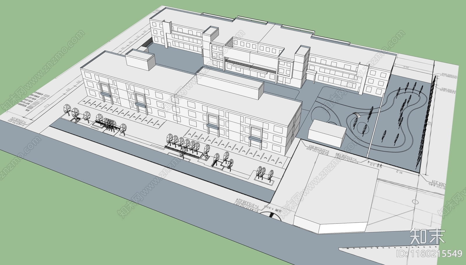 简约校园景观SU模型下载【ID:1180215549】