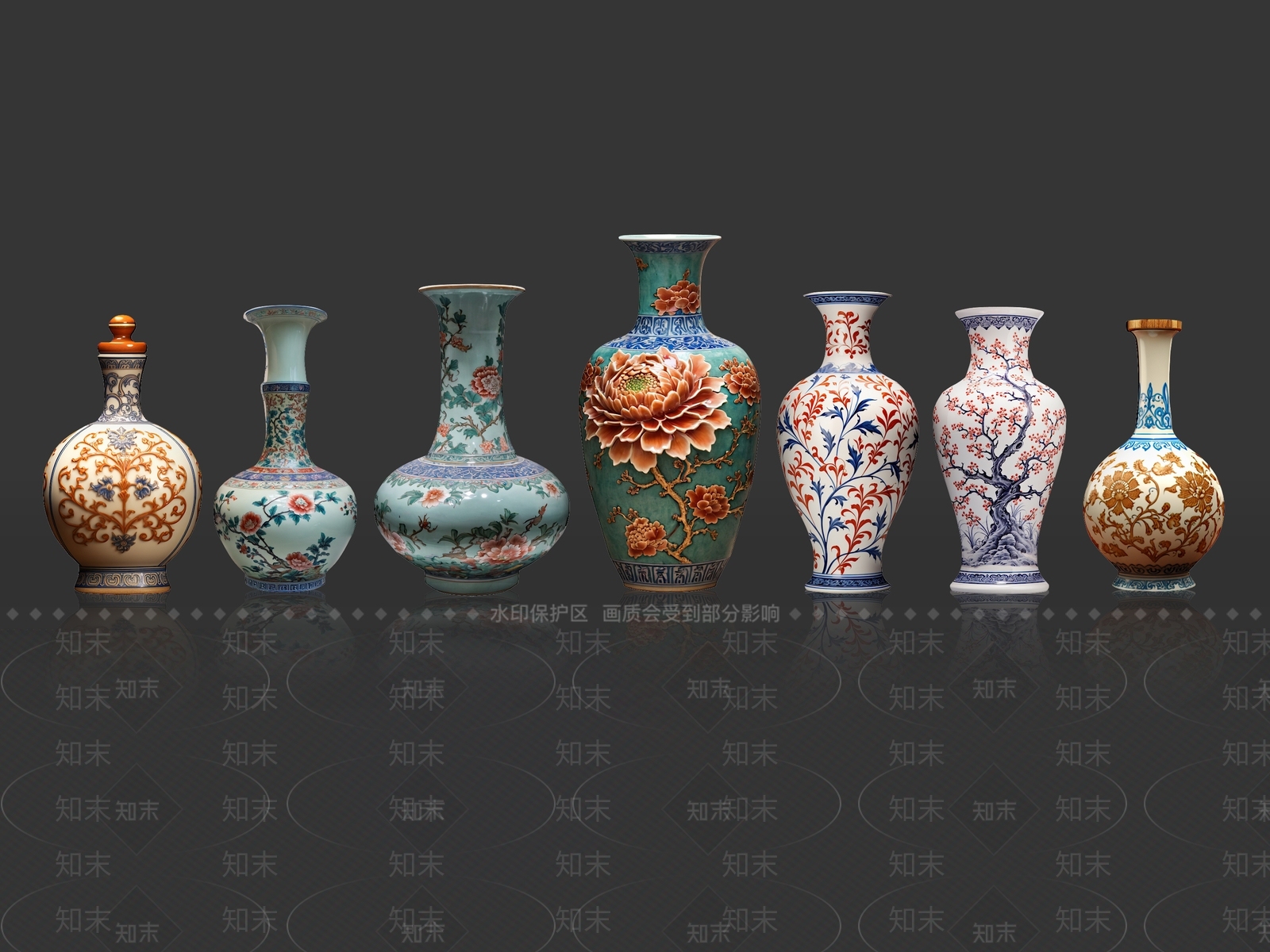 新中式中式花瓶3D模型下载【ID:1180225546】