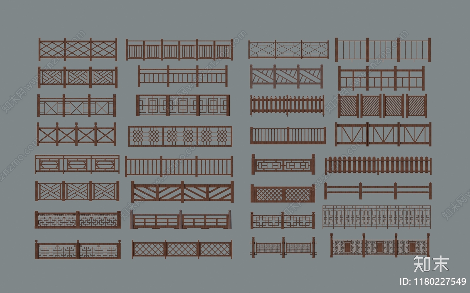 新中式现代栏杆3D模型下载【ID:1180227549】