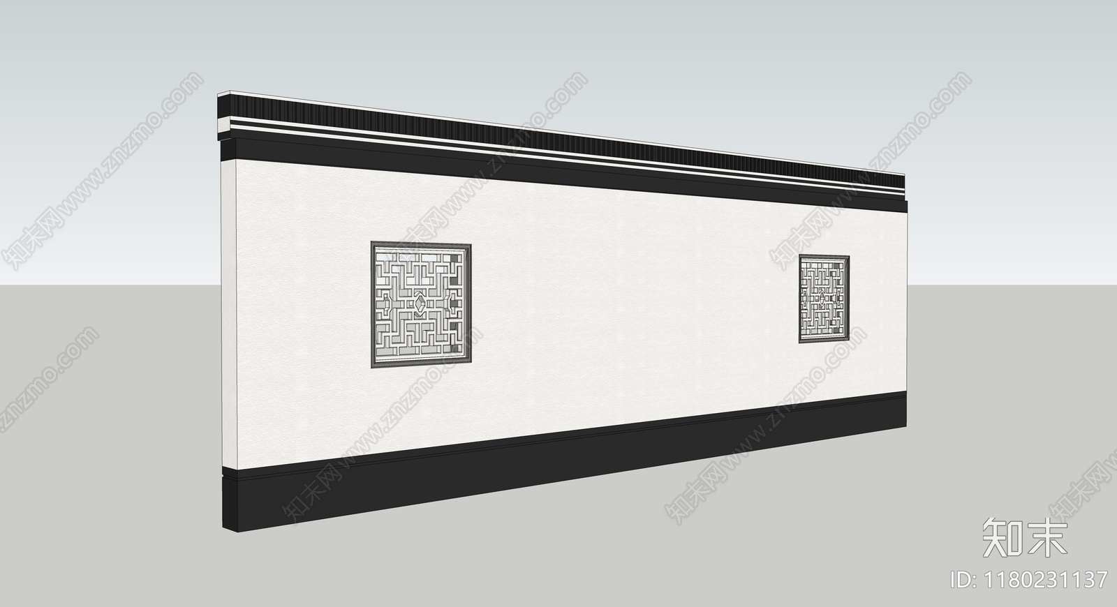 中式围墙SU模型下载【ID:1180231137】