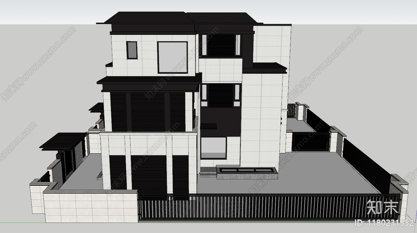 现代别墅SU模型下载【ID:1180231552】
