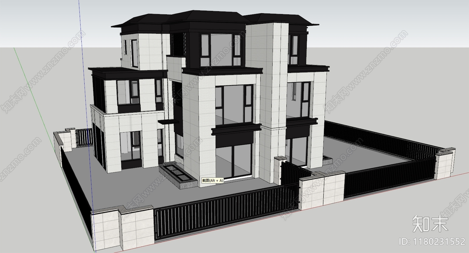 现代别墅SU模型下载【ID:1180231552】