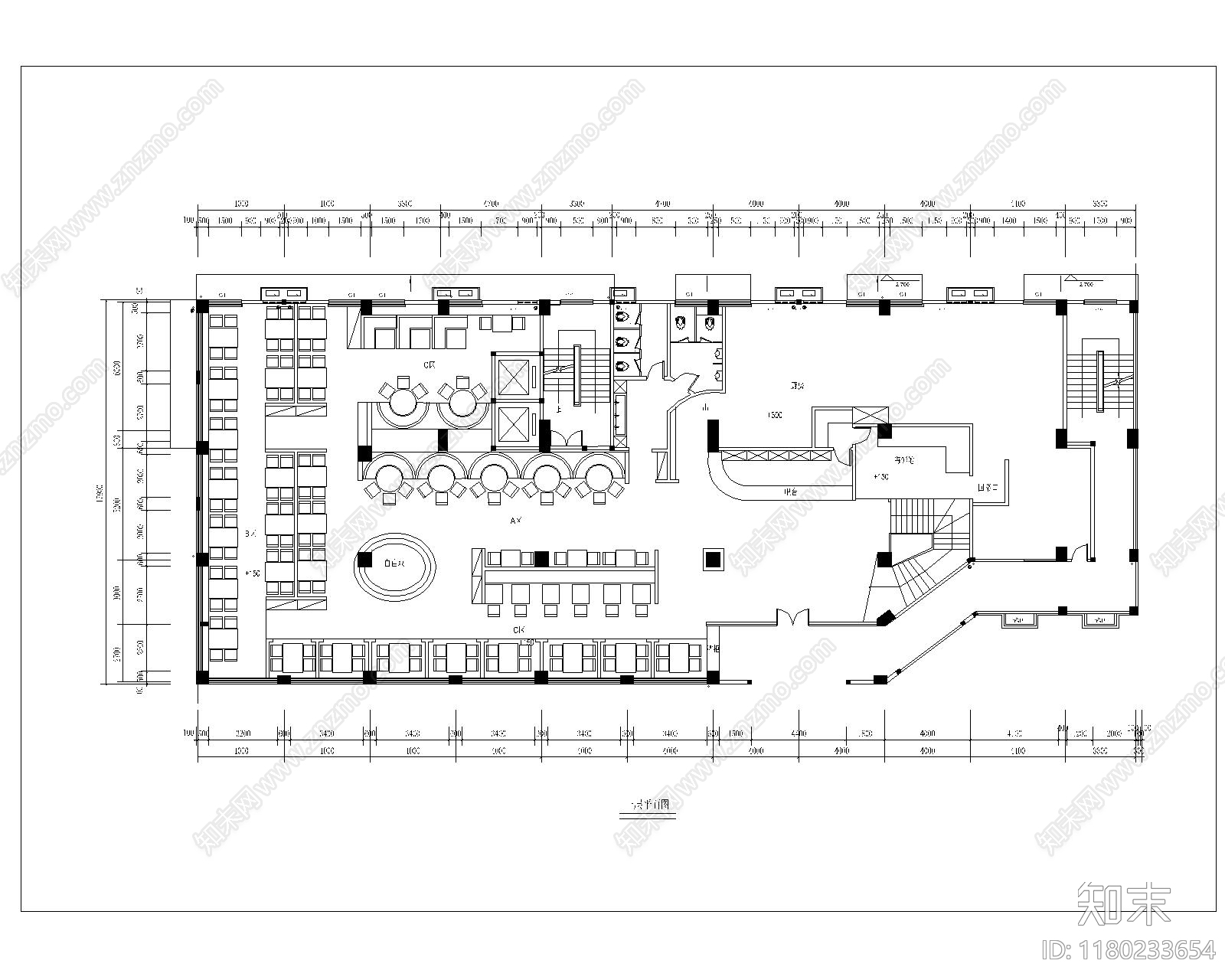茶餐厅cad施工图下载【ID:1180233654】