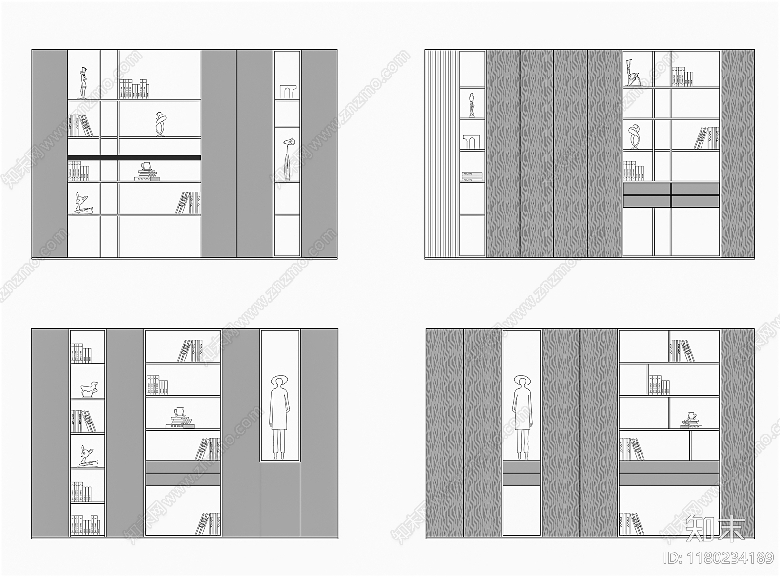 现代柜子cad施工图下载【ID:1180234189】