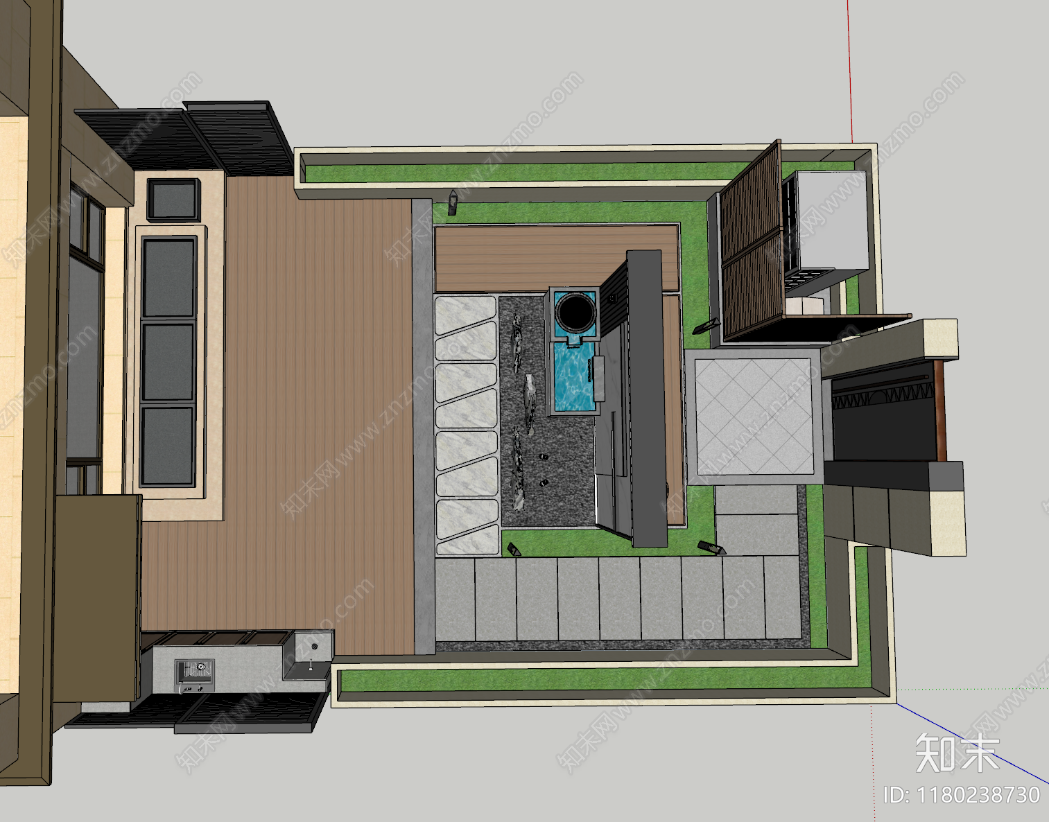现代极简别墅庭院SU模型下载【ID:1180238730】