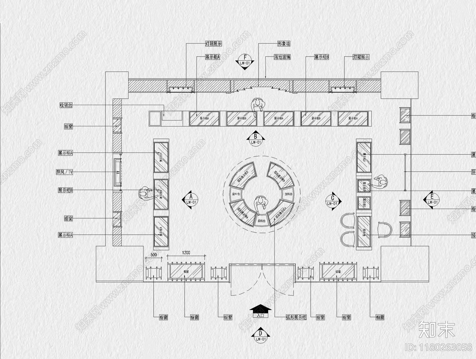 现代珠宝店cad施工图下载【ID:1180263058】