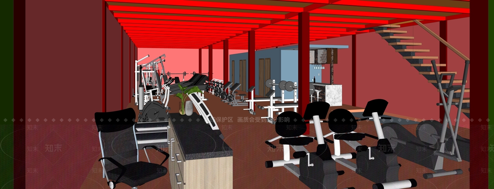 现代健身房SU模型下载【ID:1180244062】
