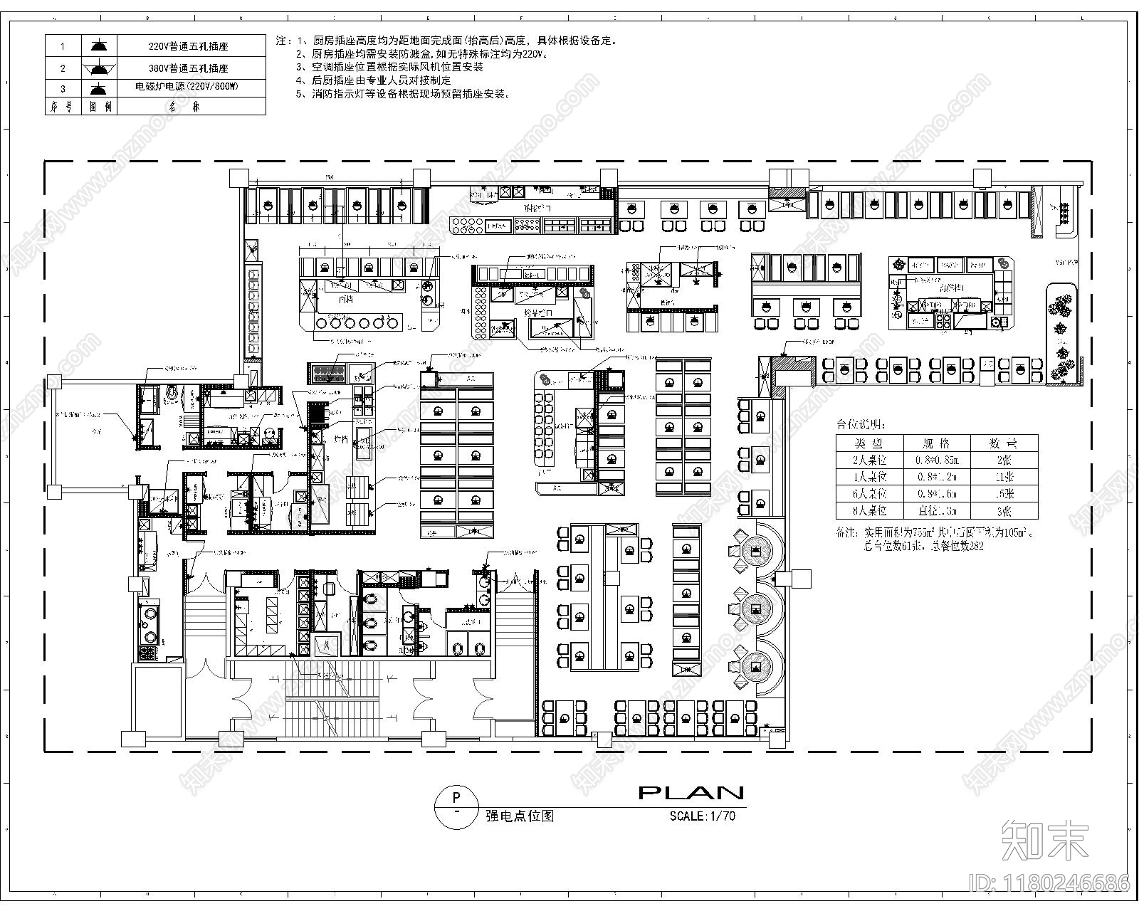 现代自助餐厅施工图下载【ID:1180246686】