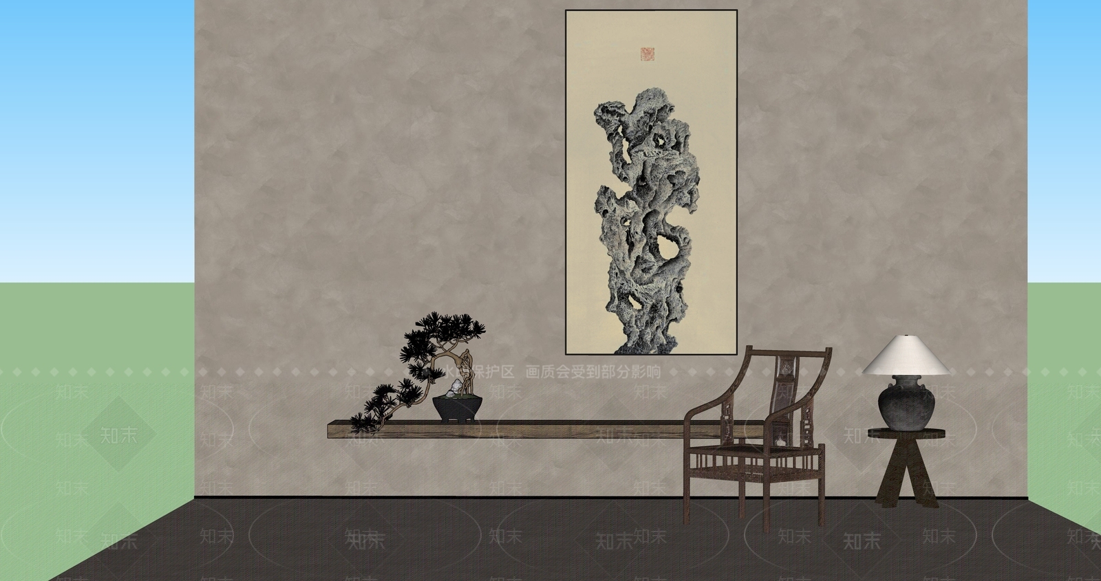 中式复古办公椅SU模型下载【ID:1180247636】