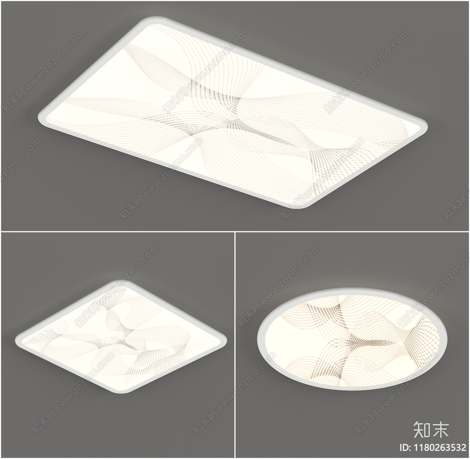 现代吸顶灯3D模型下载【ID:1180263532】