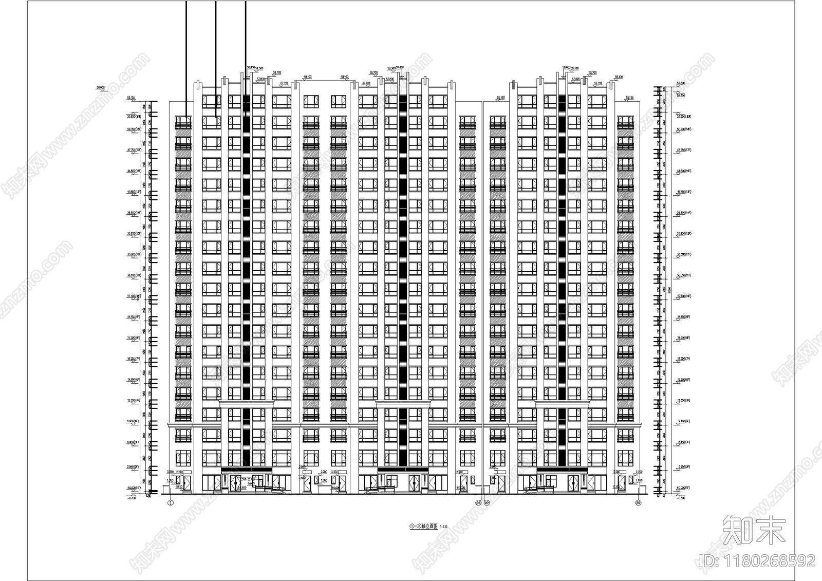 欧式住宅楼建筑施工图下载【ID:1180268592】