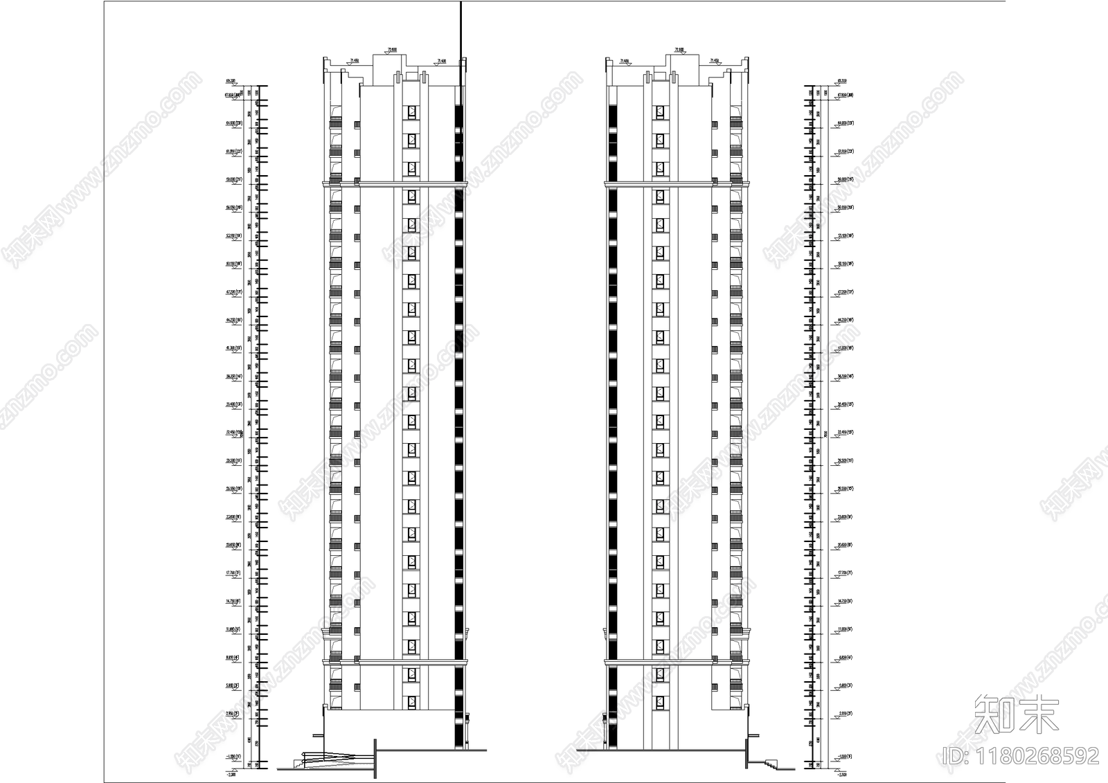 欧式住宅楼建筑施工图下载【ID:1180268592】