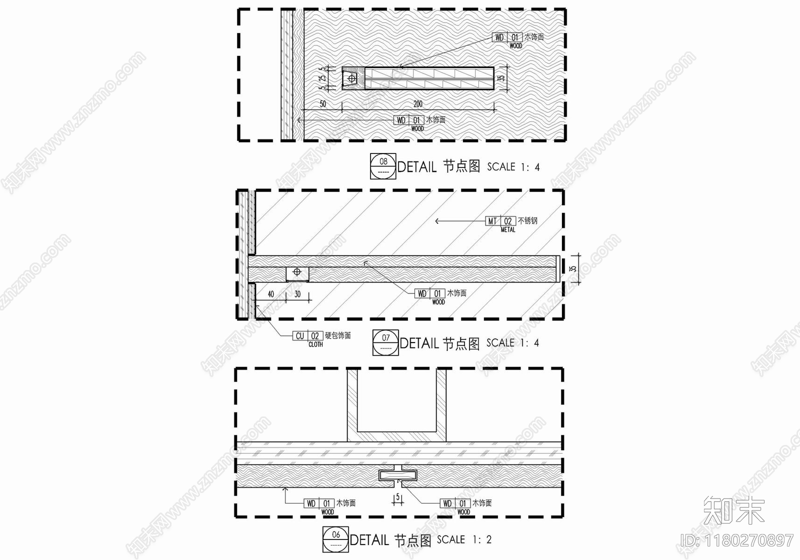 现代家具节点详图cad施工图下载【ID:1180270897】