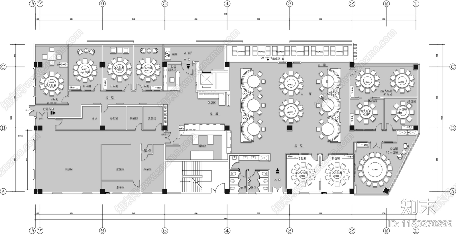 现代其他餐饮空间cad施工图下载【ID:1180270899】